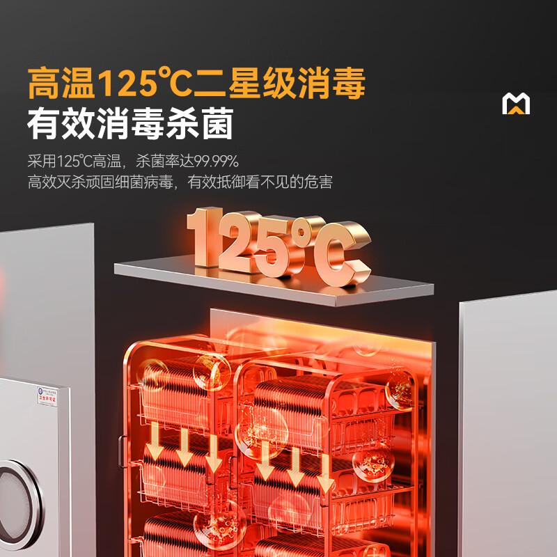 麥大廚豪華旋鈕型雙門(mén)單控4層推車(chē)式熱風(fēng)循環(huán)高溫消毒柜3.5KW
