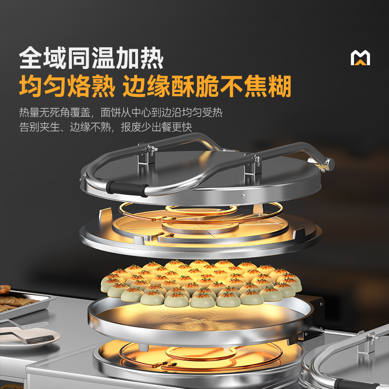 麥大廚220V食堂烙餅機數(shù)顯標準款商用電餅鐺(不銹鋼3cm)