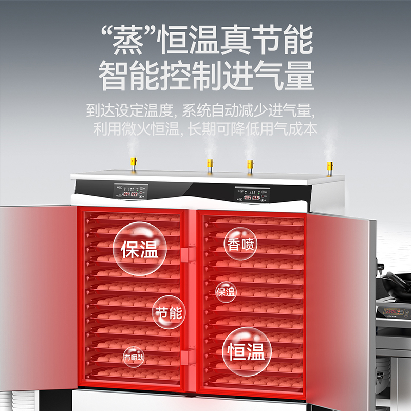 麥大廚商用雙門24盤智能恒溫燃氣蒸飯柜大型食堂蒸飯箱