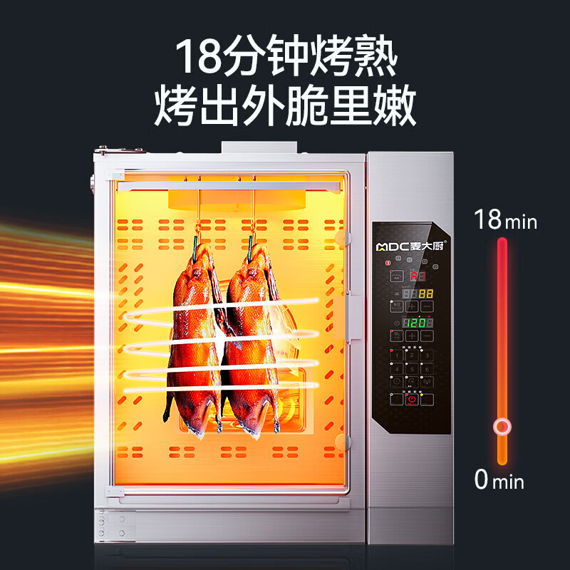 麥大廚酒樓專用商用烤鴨爐帶微波自動(dòng)清洗透窗旋轉(zhuǎn)電熱