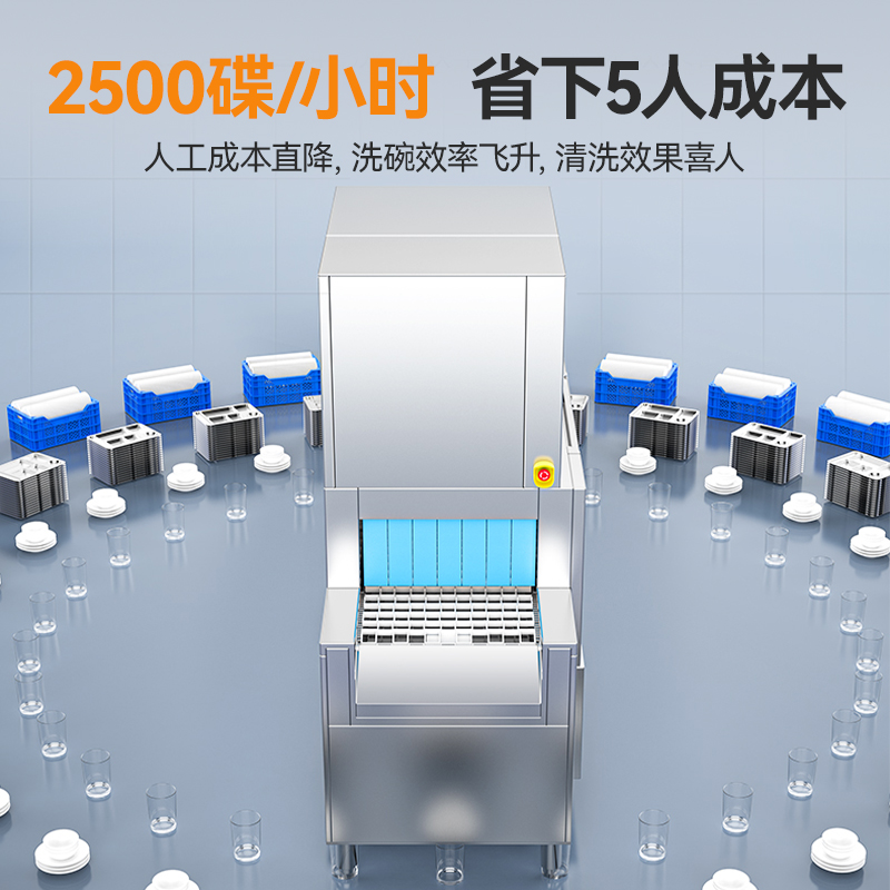 麥大廚旗艦款3.5m平放式單缸單噴淋單烘干洗碗機(jī)